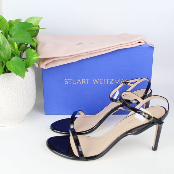 New Stuart Weitzman Kassidy Black Leather Heeled Sandal | Chic & Timeless - Picture 2 of 15